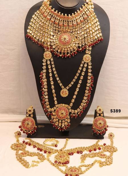 Maroon Colour Traditional Designer Chokar And Long Necklace Latest Bridal Set Collection 389